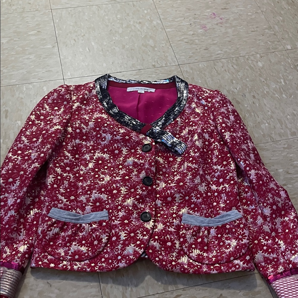 Marc Jacobs Floral Red and Gold Button-Up Jacket